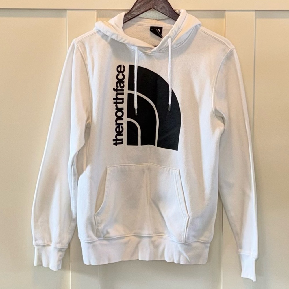 The North Face White Hoodie with Black Graphic